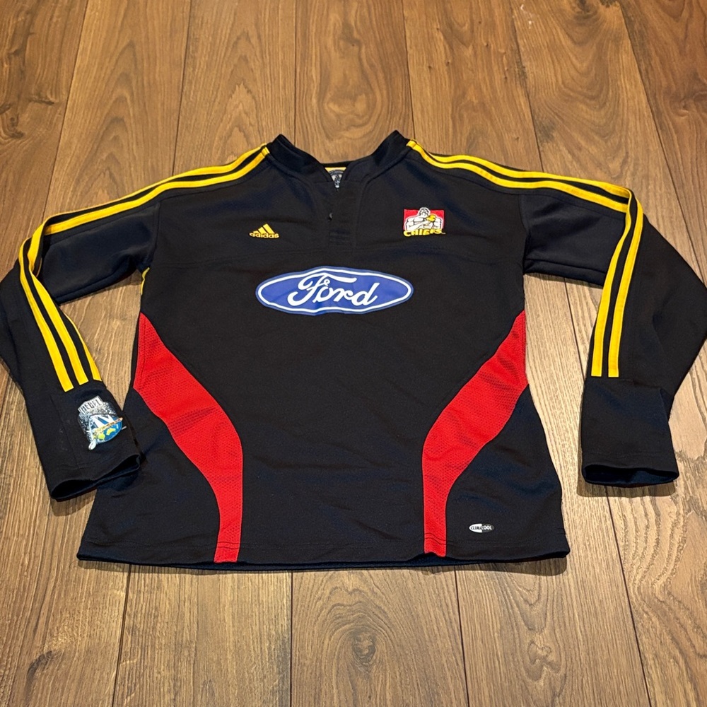 Waikato Chiefs New Zealand Rugby Black and Red Long Sleeve Jersey
